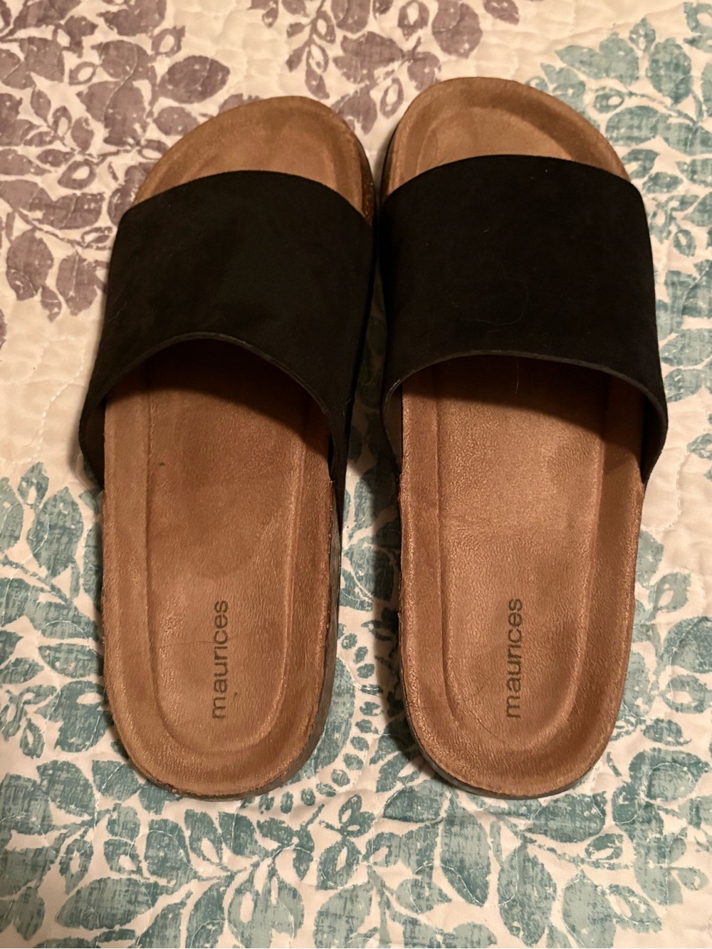 Maurices Black Wide-Strap Slide Sandals